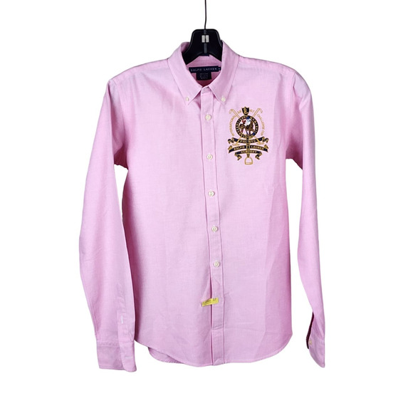 Ralph Lauren Pink Blouse with Embroidered Crest - Picture 1 of 7